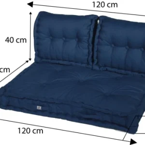 remise en ligne Deco Arts Coussins Pour Palette Capitonné En Polyester 120x80x20cm Bleu 16