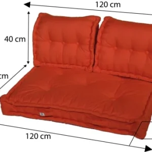 Deco Arts Coussins Pour Palette Capitonné En Polyester 120x80x20cm Orange REMISE allant 16