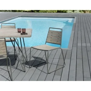 MACABANE Ensemble De 2 Chaises De Jardin En Teck Teinté Grisé SOLDES TOUT À 10