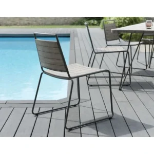 MACABANE Ensemble De 2 Chaises De Jardin En Teck Teinté Grisé SOLDES TOUT À 12