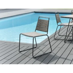 MACABANE Ensemble De 2 Chaises De Jardin En Teck Teinté Grisé SOLDES TOUT À 16