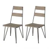 MACABANE Ensemble De 2 Chaises De Jardin En Teck Teinté Grisé + Métal grande qualité 17