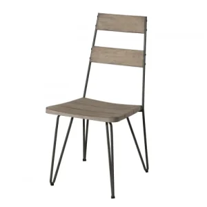 MACABANE Ensemble De 2 Chaises De Jardin En Teck Teinté Grisé + Métal grande qualité 13