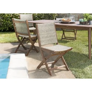 MACABANE Ensemble De 2 Chaises Jardin En Acacia Et Rotin Synthétique Paris 10