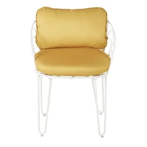 Maisons Du Monde Fauteuil à Dîner De Jardin En Acier Blanc Et Coussins Ocre Livraison Standard/Rapide 9