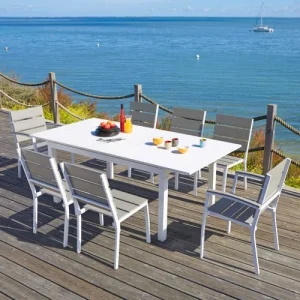 boutique pas cher Maisons Du Monde Fauteuil à Dîner De Jardin En Aluminium Blanc 10