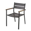 Maisons Du Monde Fauteuil à Dîner De Jardin En Aluminium Gris Anthracite Et Teck Massif Neuve avec étiquette 17