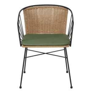 Maisons Du Monde Fauteuil à Dîner De Jardin En Résine Imitation Rotin Et Coussin Vert Kaki prix le plus bas 10