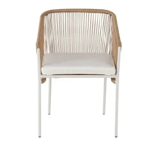 Maisons Du Monde Fauteuil à Dîner De Jardin En Résine Imitation Rotin Et Métal Blanc en solde 10