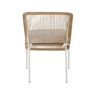 Maisons Du Monde Fauteuil à Dîner De Jardin En Résine Imitation Rotin Et Métal Blanc en solde 14