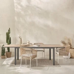 Maisons Du Monde Fauteuil à Dîner De Jardin En Résine Imitation Rotin Et Métal Blanc en solde 16