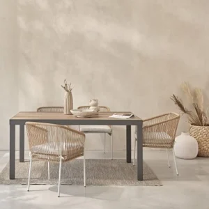 Maisons Du Monde Fauteuil à Dîner De Jardin En Résine Imitation Rotin Et Métal Blanc en solde 18