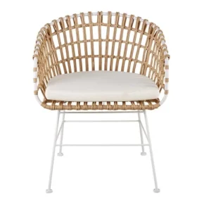 site en ligne Maisons Du Monde Fauteuil à Dîner De Jardin En Résine Imitation Rotin Et Toile Blanche 12