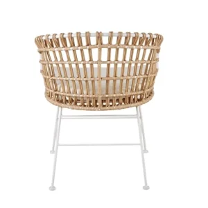 site en ligne Maisons Du Monde Fauteuil à Dîner De Jardin En Résine Imitation Rotin Et Toile Blanche 18