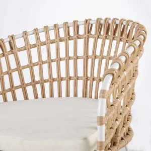 site en ligne Maisons Du Monde Fauteuil à Dîner De Jardin En Résine Imitation Rotin Et Toile Blanche 14