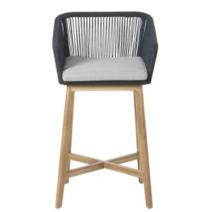 Maisons Du Monde Fauteuil De Bar De Jardin Professionnel En Corde Tressée Anthracite Et Toile Gris Clair pas cher en ligne 12