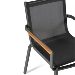 Arcane Fauteuil De Jardin Aluminium Textilène Et Teck Gris marque pas cher 14