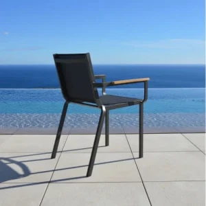 Arcane Fauteuil De Jardin Aluminium Textilène Et Teck Gris marque pas cher 18