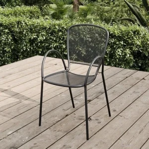 Livraison rapide Essenciel Green Fauteuil De Jardin Empilable En Acier Noir 10