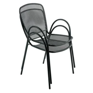 Livraison rapide Essenciel Green Fauteuil De Jardin Empilable En Acier Noir 14