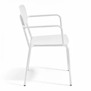 Oviala Fauteuil De Jardin En Aluminium Avec Accoudoirs Blanc boutique en ligne france 10