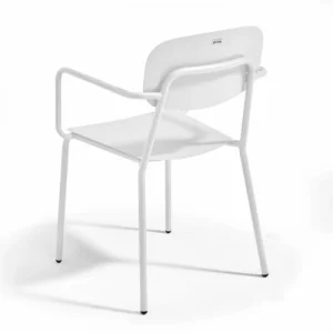 Oviala Fauteuil De Jardin En Aluminium Avec Accoudoirs Blanc boutique en ligne france 12