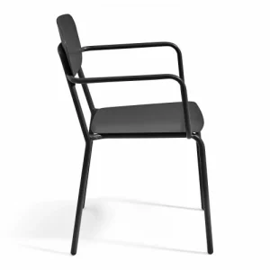 site pas cher Oviala Fauteuil De Jardin En Aluminium Avec Accoudoirs Noir 12