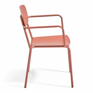 Oviala Fauteuil De Jardin En Aluminium Avec Accoudoirs Terracotta magasin paris 12