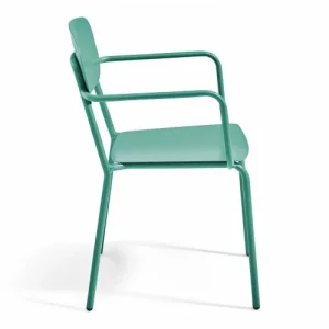 outlet Oviala Fauteuil De Jardin En Aluminium Avec Accoudoirs Vert Olive 12