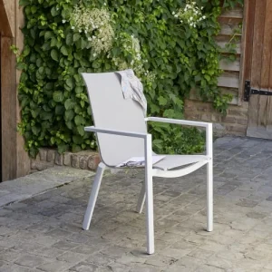 soldes ligne BOIS DESSUS BOIS DESSOUS Fauteuil De Jardin En Aluminium Blanc Et Textilène Gris 10