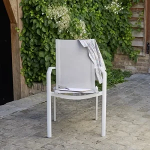 soldes ligne BOIS DESSUS BOIS DESSOUS Fauteuil De Jardin En Aluminium Blanc Et Textilène Gris 12