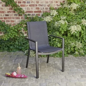 BOIS DESSUS BOIS DESSOUS Fauteuil De Jardin En Aluminium Et Textilène Gris beauté 10