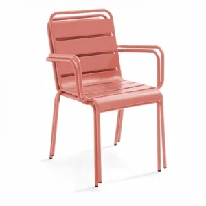 haute qualité Oviala Fauteuil De Jardin En Métal Argile 12