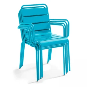 en ligne Oviala Fauteuil De Jardin En Métal Bleu 10