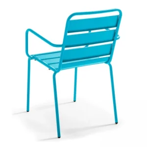 en ligne Oviala Fauteuil De Jardin En Métal Bleu 12