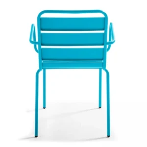 en ligne Oviala Fauteuil De Jardin En Métal Bleu 14