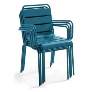 De Qualité Oviala Fauteuil De Jardin En Métal Bleu Pacific 10