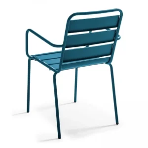 De Qualité Oviala Fauteuil De Jardin En Métal Bleu Pacific 12