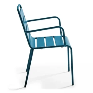 De Qualité Oviala Fauteuil De Jardin En Métal Bleu Pacific 16