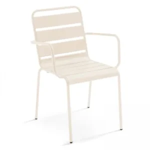 haute qualité Oviala Fauteuil De Jardin En Métal Argile 14