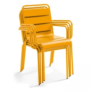 Oviala Fauteuil De Jardin En Métal Jaune achetez pas cher 14