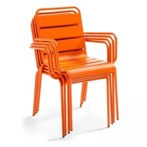 mode tendance Oviala Fauteuil De Jardin En Métal Orange 10