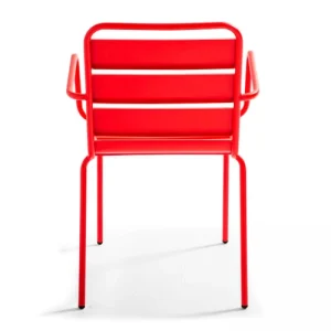 Oviala Fauteuil De Jardin En Métal Rouge soldes pas cher 14