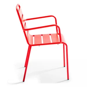 Oviala Fauteuil De Jardin En Métal Rouge soldes pas cher 16