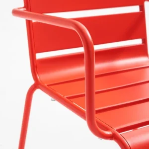 Oviala Fauteuil De Jardin En Métal Rouge soldes pas cher 18