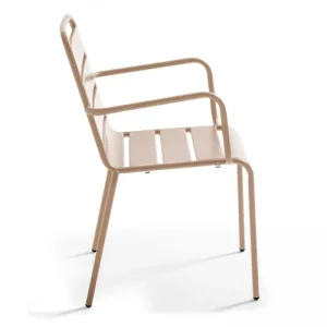 Oviala Fauteuil De Jardin En Métal Taupe Les achats en ligne 14