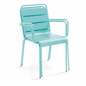 grossiste en ligne Oviala Fauteuil De Jardin En Métal Turquoise 12