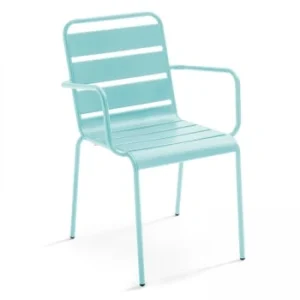 magasin en ligne france Oviala Fauteuil De Jardin En Métal Vert Sauge 18