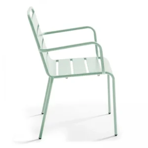 magasin en ligne france Oviala Fauteuil De Jardin En Métal Vert Sauge 10