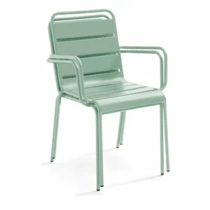 magasin en ligne france Oviala Fauteuil De Jardin En Métal Vert Sauge 12